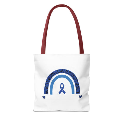 Blue Awareness Ribbon Rainbow Tote Bag – Support & Hope Everyday Tote