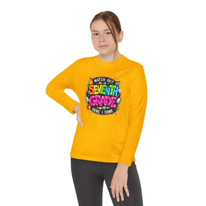 Seventh Grade Kids Long Sleeve Tee — "Watch Out… Here I Come" Back-to-School Shirt
