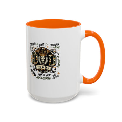 Dad King Lion Coffee Mug — 'Dad: The King' Accent 11/15oz Gift