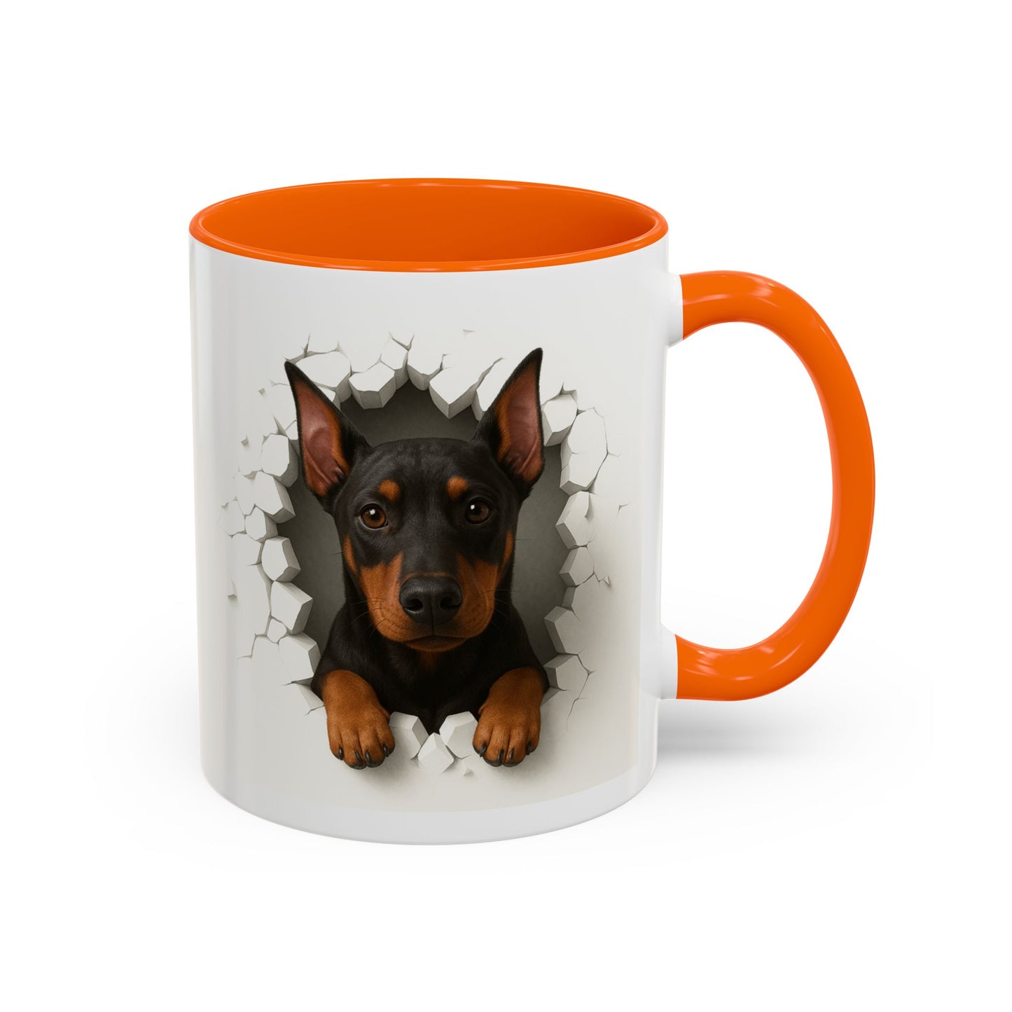 Doberman Peekaboo Accent Coffee Mug – Cute Dog Lover Gift (11/15oz)