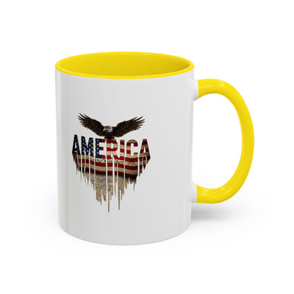 America Eagle Flag Accent Coffee Mug – Patriotic 11/15oz Ceramic