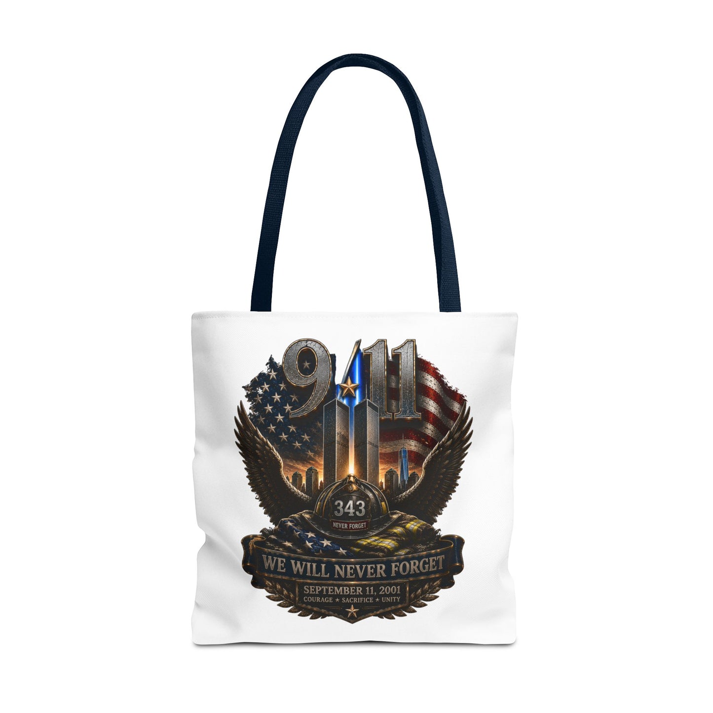 9/11 Memorial Tote Bag — "We Will Never Forget" Tribute Tote