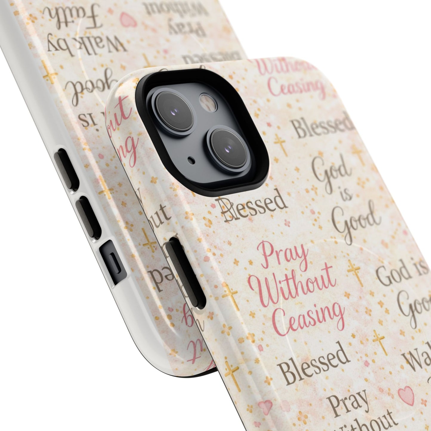 Christian Faith Magnetic Phone Case — "Pray Without Ceasing" Patterned Tough Case