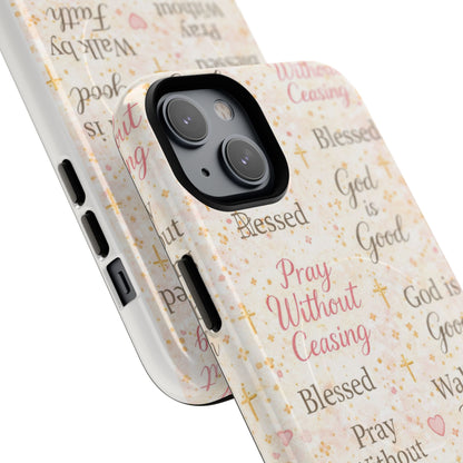 Christian Faith Magnetic Phone Case — "Pray Without Ceasing" Patterned Tough Case