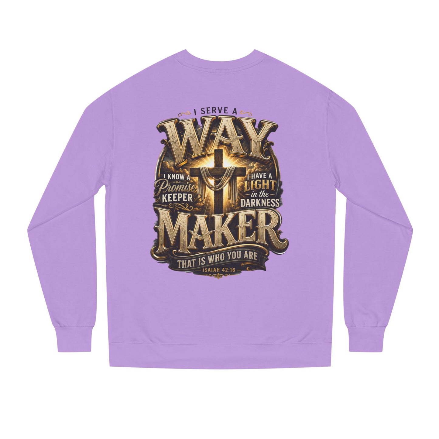 Way Maker Christian Sweatshirt — 'I Serve a Way Maker' Inspirational Crewneck