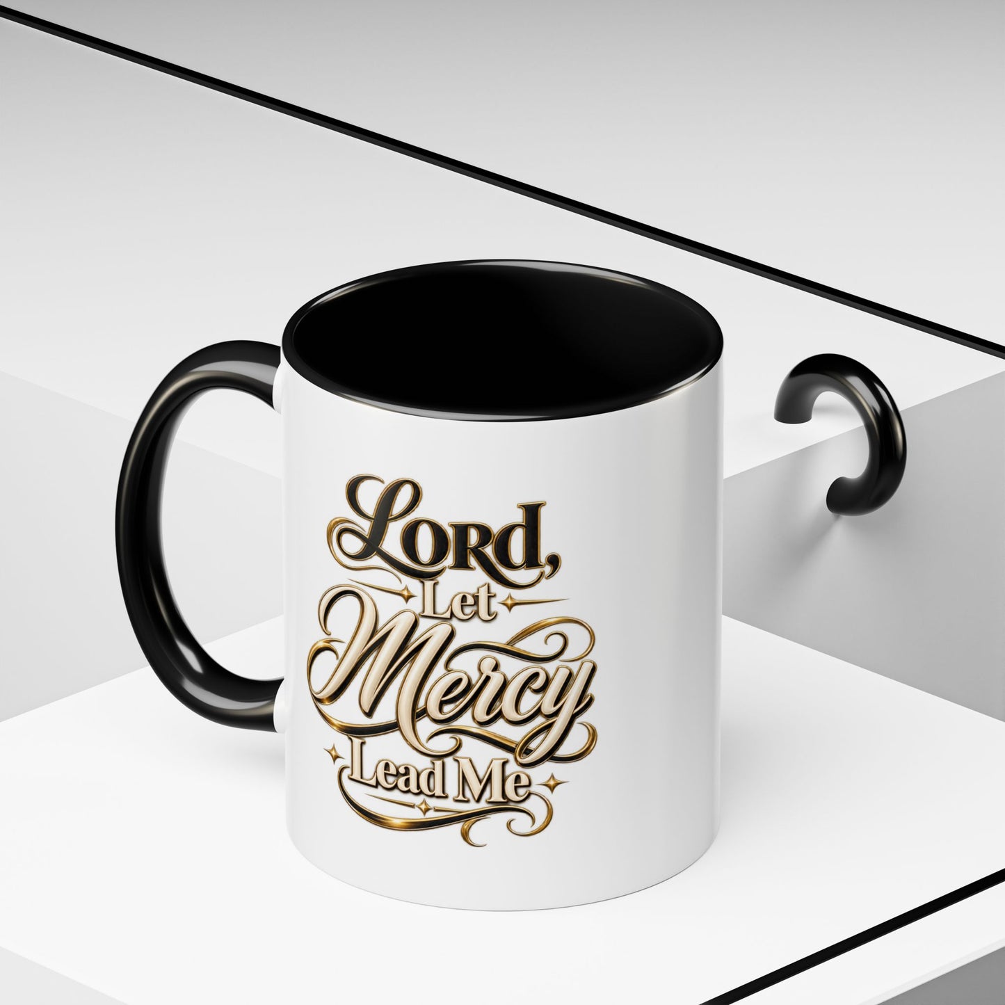 Lord, Let Mercy Lead Me Accent Coffee Mug — Inspirational Christian Scripture 11/15oz