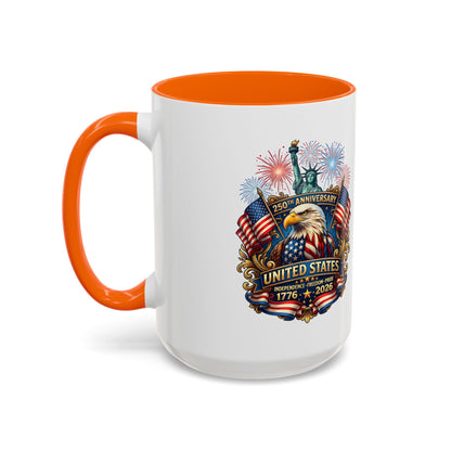 Patriotic Coffee Mug — United States 250th Anniversary Eagle & Fireworks (11/15oz)