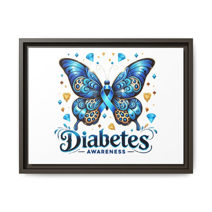 Diabetes Awareness Blue Ribbon Butterfly Matte Framed Canvas