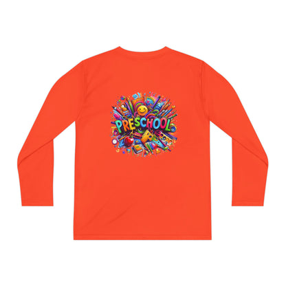 Youth Preschool Long Sleeve Tee - Colorful School Supplies Design