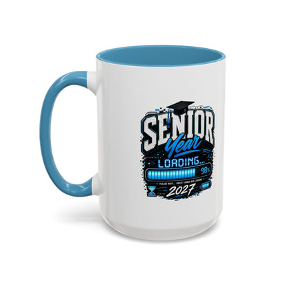 Senior Year Loading 2027 Accent Coffee Mug — Graduation Gift Cup (11/15oz)