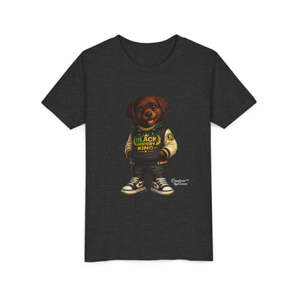 Youth Tee — 'Black History King' Puppy Graphic Shirt