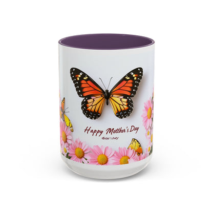 Mother's Day Butterfly Coffee Mug — "Happy Mother's Day" Floral 11/15oz Accent Mug