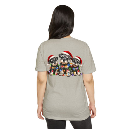 Christmas Schnauzer Puppies T-Shirt – Cute Santa Hat Dog Holiday Tee