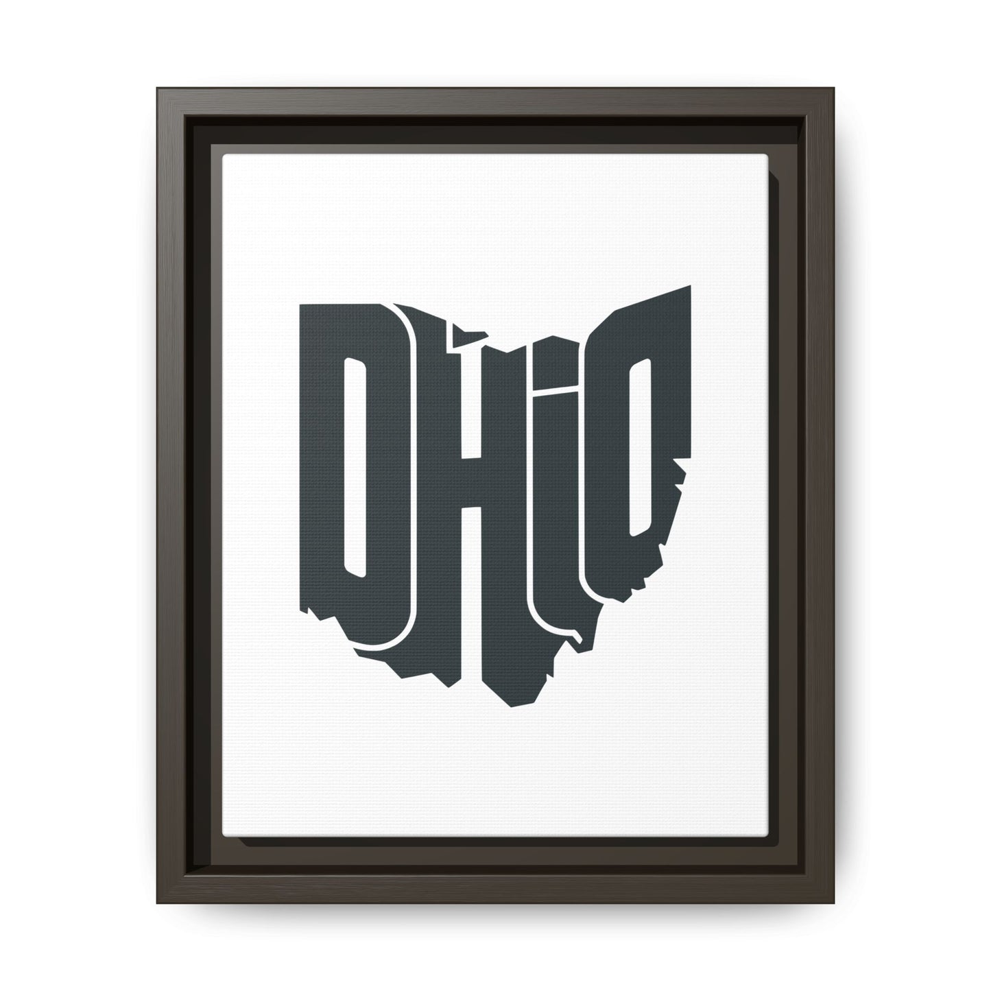 Ohio State Shape Matte Canvas Wall Art — Framed Modern State Typography Print