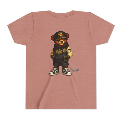Youth Tee — Streetwear Teddy Bear Graphic (Black Varsity)
