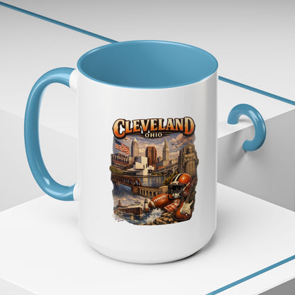 Cleveland Ohio Vintage Football Accent Coffee Mug (11/15oz)