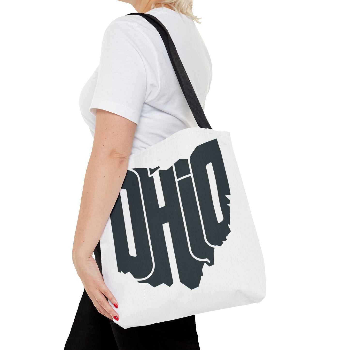 Ohio State Outline Tote Bag — Retro Ohio Text Graphic Tote