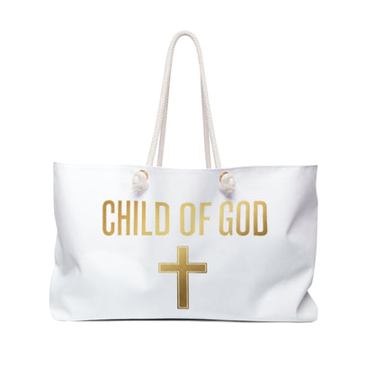 Child of God Weekender Bag – Gold Cross Christian Travel Tote