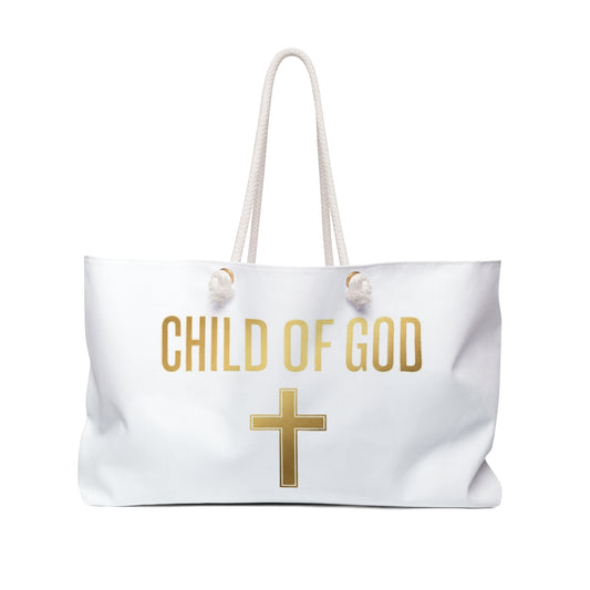 Child of God Weekender Bag – Gold Cross Christian Travel Tote