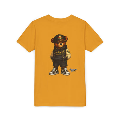 Youth Tee — Streetwear Teddy Bear Graphic (Black Varsity)