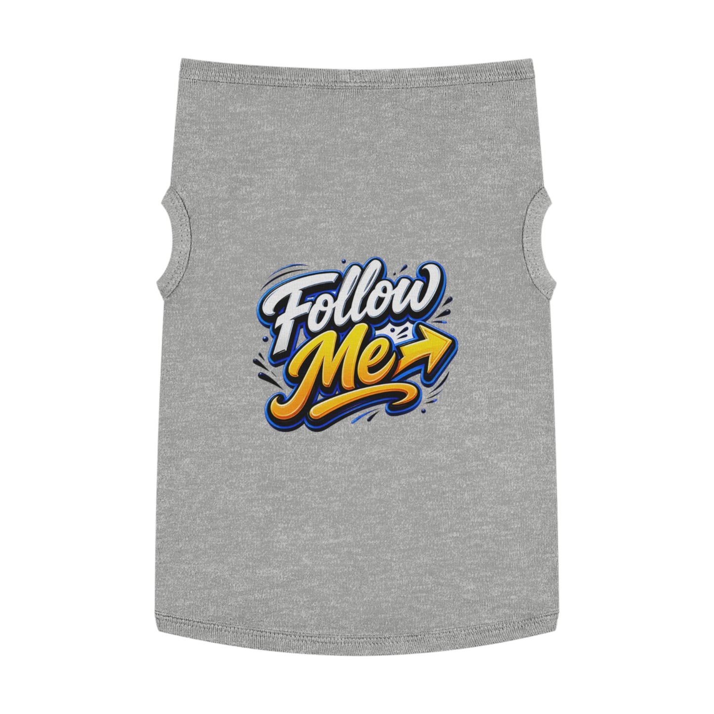Pet Tank Top - "Follow Me" Graphic Dog Shirt, Reflective Arrow Design for Walks & Training
