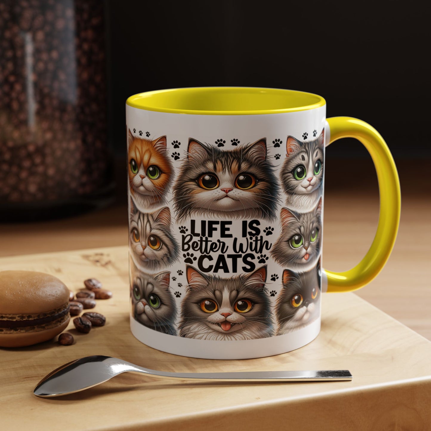 Cat Lover Coffee Mug — “Life Is Better With Cats” Accent 11/15oz