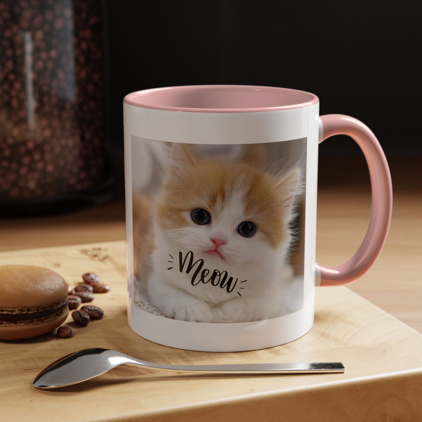 Cat Photo Coffee Mug - Cute Kitten 'Meow' Accent Mug (11/15oz)