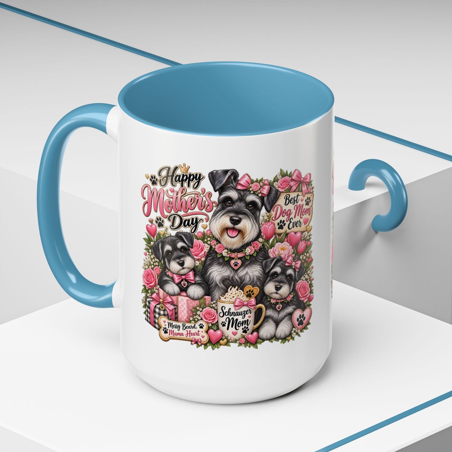 Mother's Day Schnauzer Coffee Mug — "Best Dog Mom Ever" Accent Mug (11/15oz)