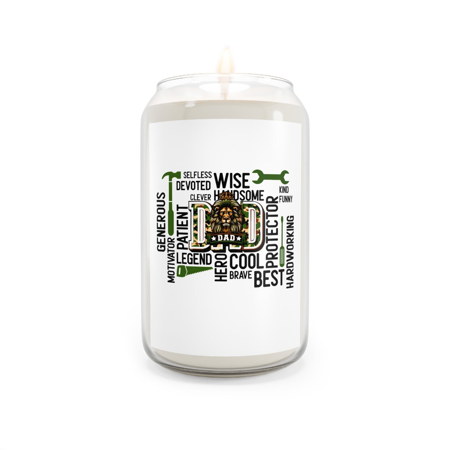 Dad Word Cloud Soy Candle — 13.75oz Scented Jar (Best Dad, Protector, Handy)