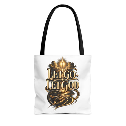 Let Go Let God Inspirational Tote Bag — Christian Faith Prayer Gift