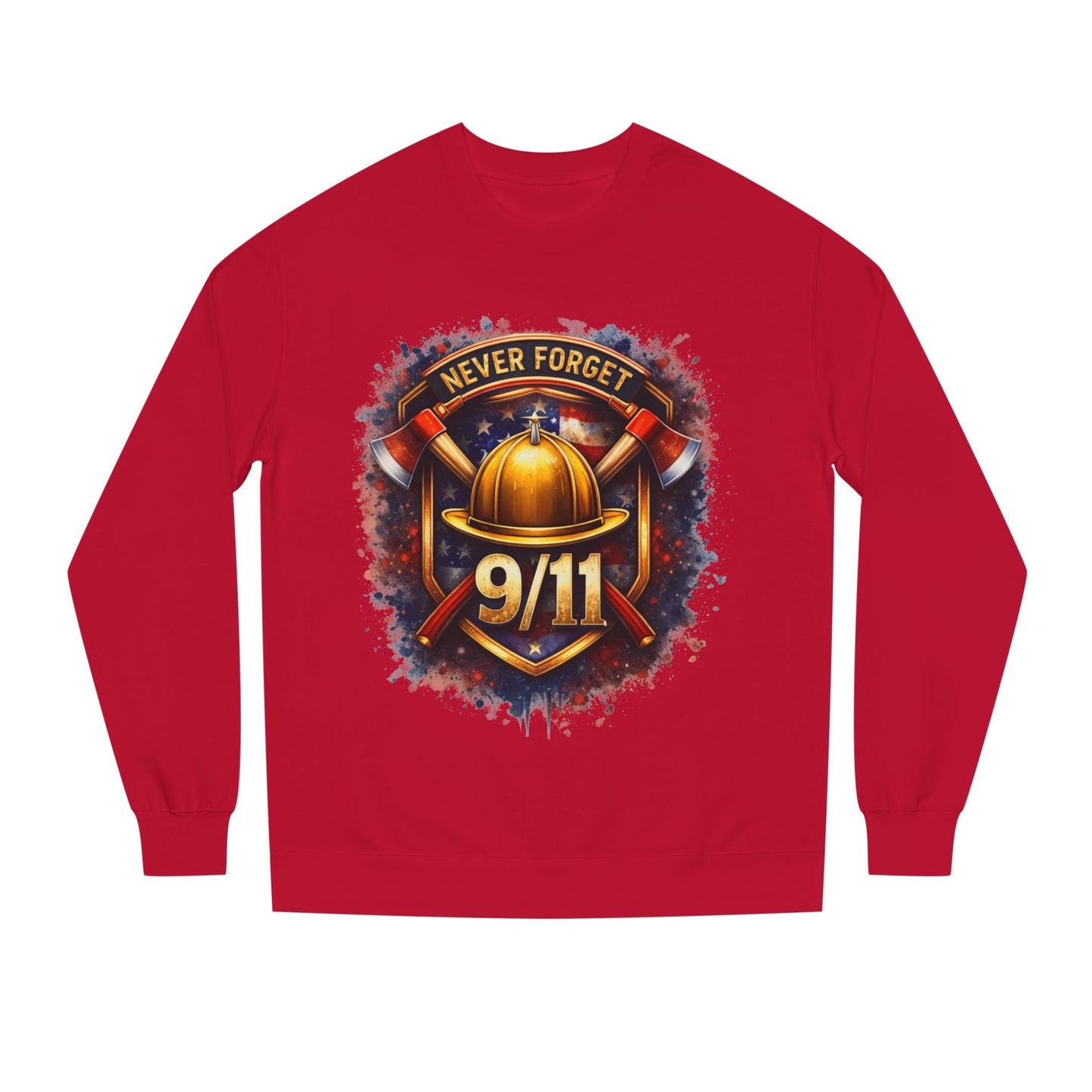 9/11 Never Forget Firefighter Helmet Crewneck Sweatshirt