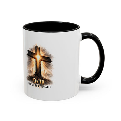 9/11 Never Forget Coffee Mug — Religious Memorial Accent Mug