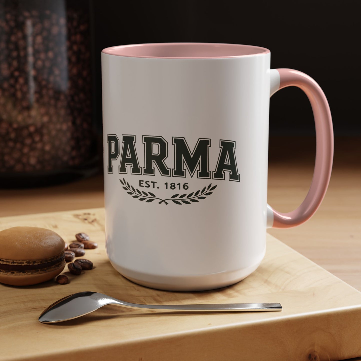 Parma Established 1816 Accent Coffee Mug — Vintage Collegiate Ceramic Coffee Cup