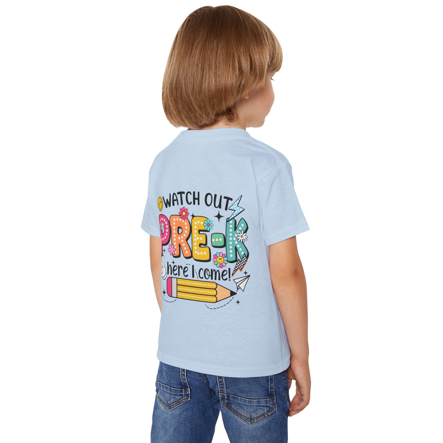 Toddler T-Shirt — "Watch Out Pre-K Here I Come!" Back-to-School Graphic Tee