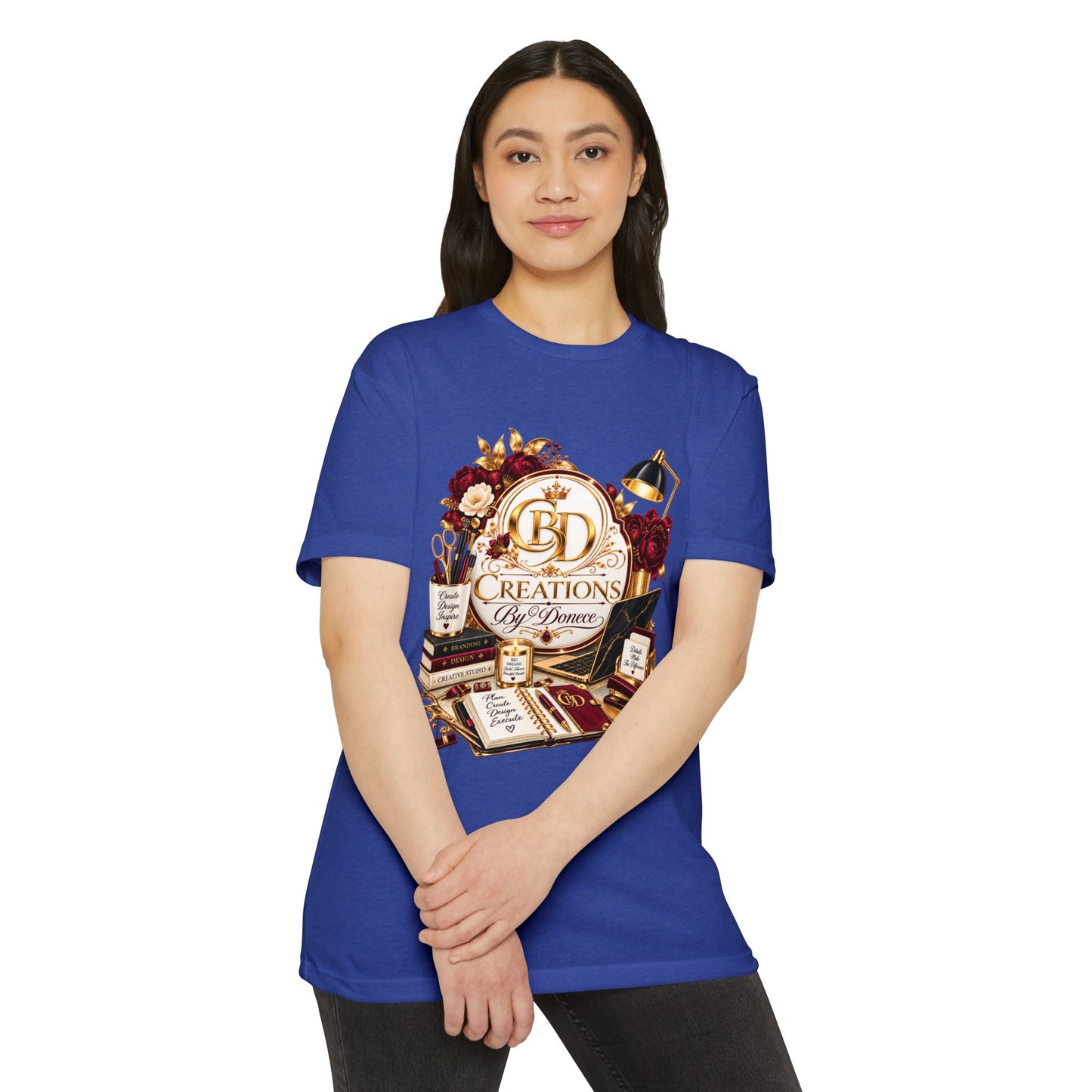 Creations by D’Donne Logo T‑Shirt — Vintage Book & Desk Design
