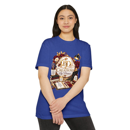 Creations by D’Donne Logo T‑Shirt — Vintage Book & Desk Design