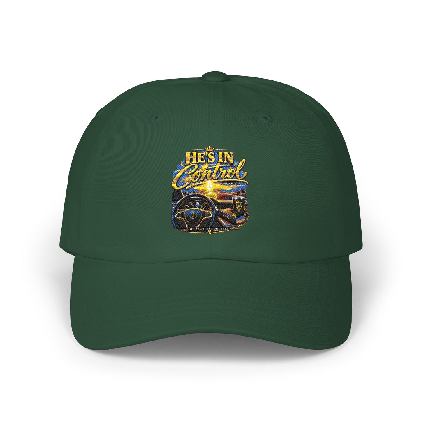 Dad Cap – 'He's In Control' Vintage Car Embroidered Baseball Hat