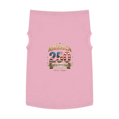 America 250 Pet Tank Top – 'Built by Generations' Patriotic Dog Shirt (1776–2026)