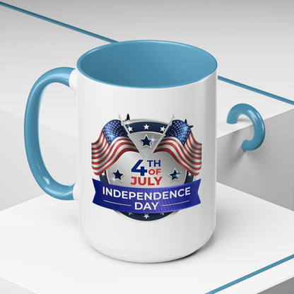 4th of July Independence Day Coffee Mug - Patriotic American Flag Accent