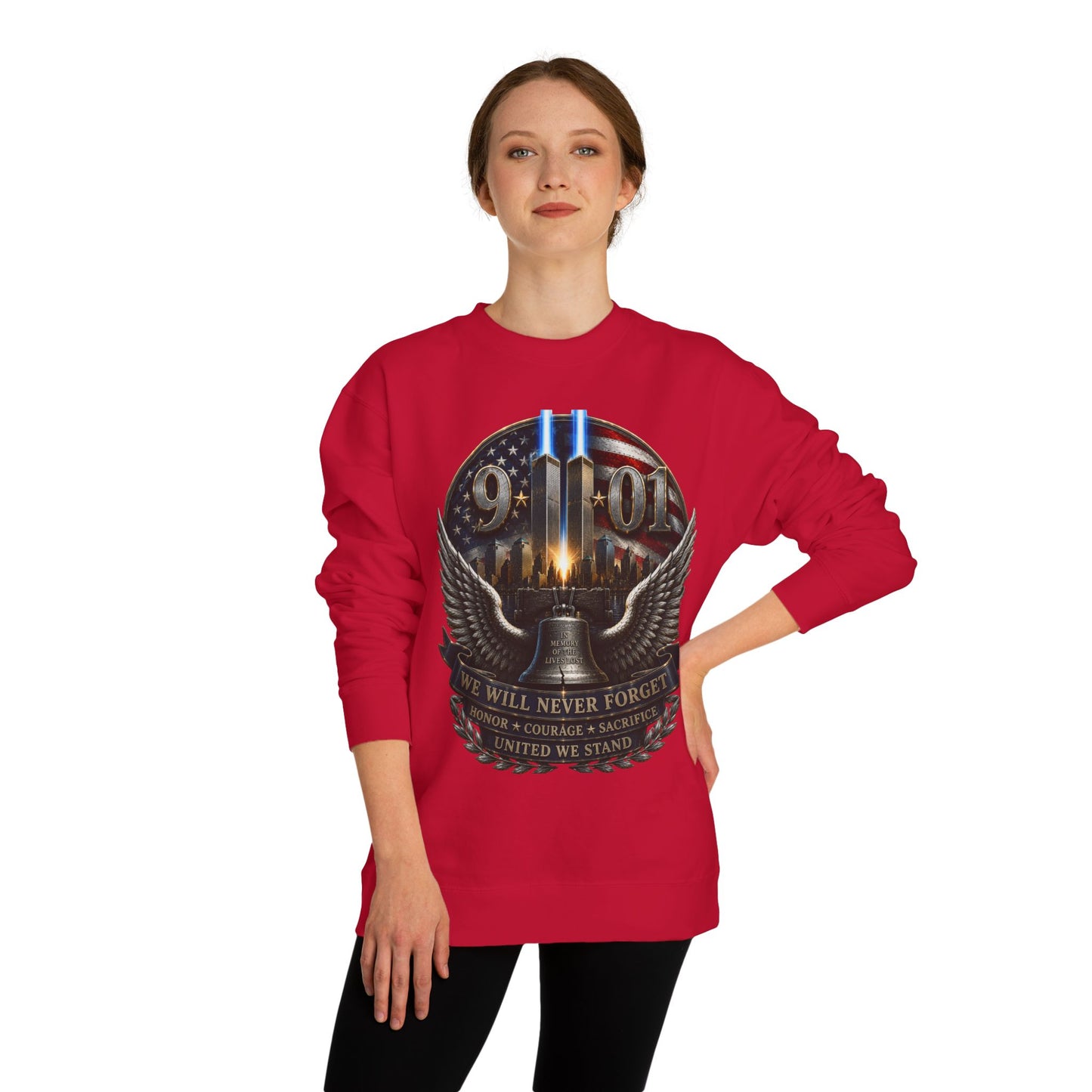 9/11 Memorial Sweatshirt — We Will Never Forget Tribute Crewneck