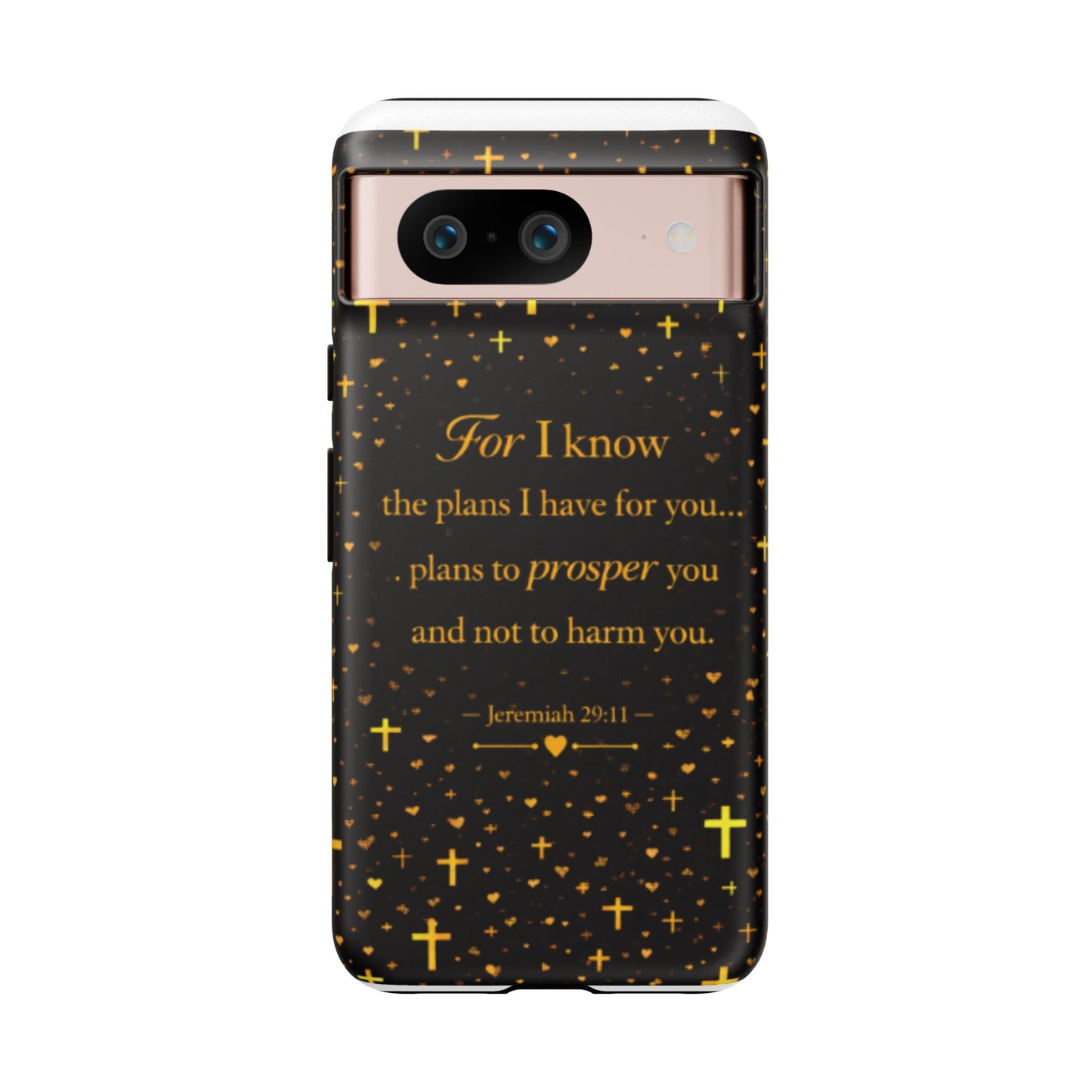 Phone Case — "For I Know" Jeremiah 29:11 Gold Cross Christian Tough Case