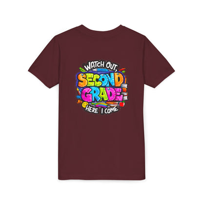Second Grade Kids Tee - "Watch Out Second Grade Here I Come" Colorful Back-to-School Shirt