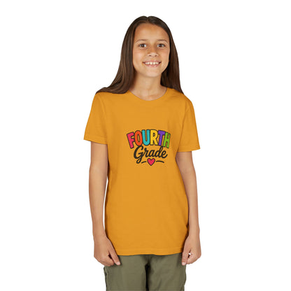 Fourth Grade Youth Tee — Colorful Back-to-School Shirt with Heart