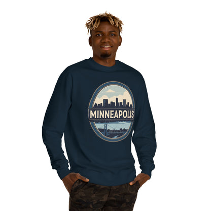 Minneapolis Skyline Crewneck Sweatshirt — Vintage Cityscape Design