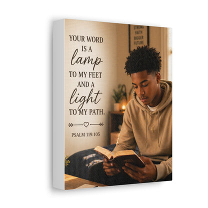 Stretched Canvas - "Your Word Is A Lamp" Psalm 119:105 Christian Wall Art