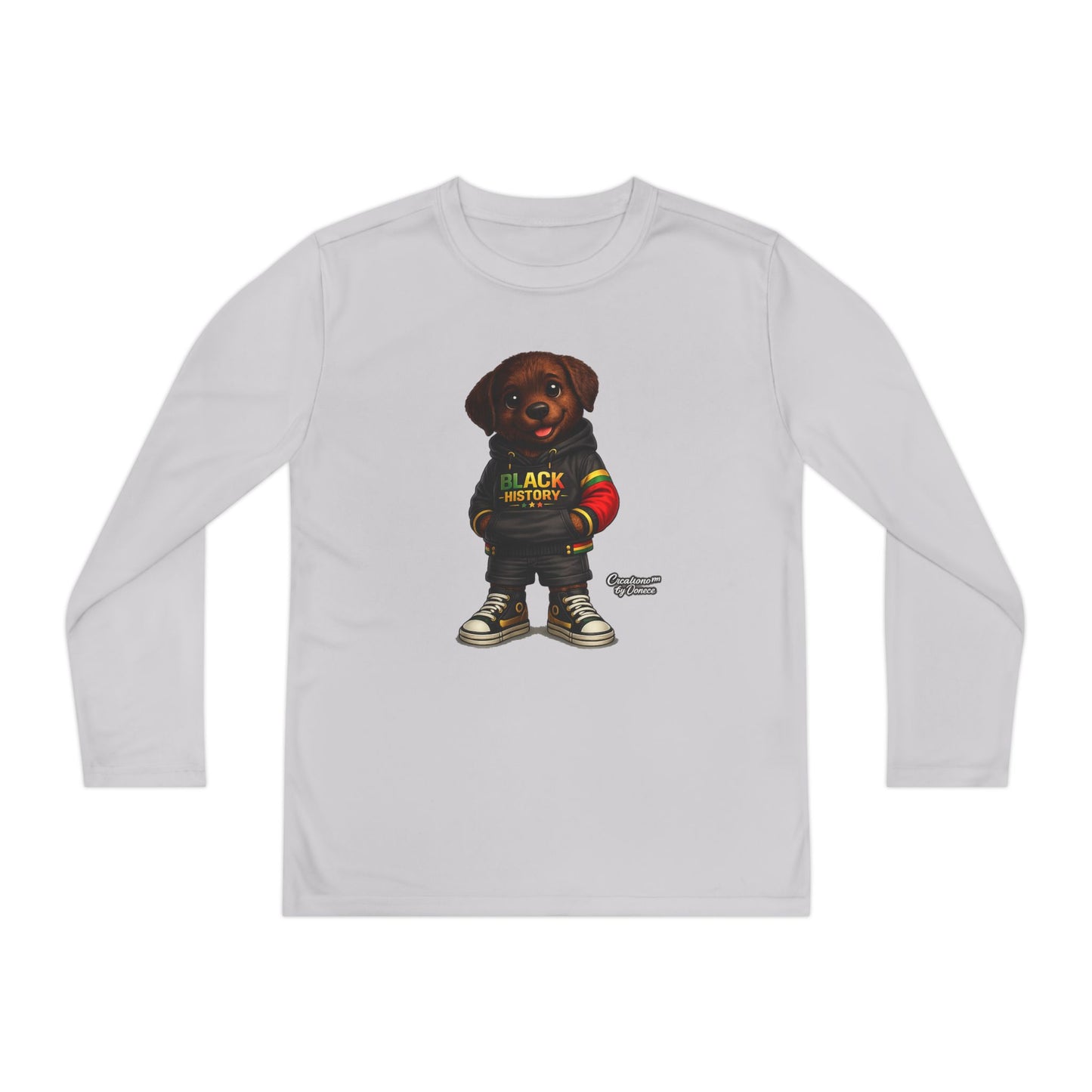 Kids Long Sleeve Tee — Rasta Teddy 'Black Excellence' Graphic