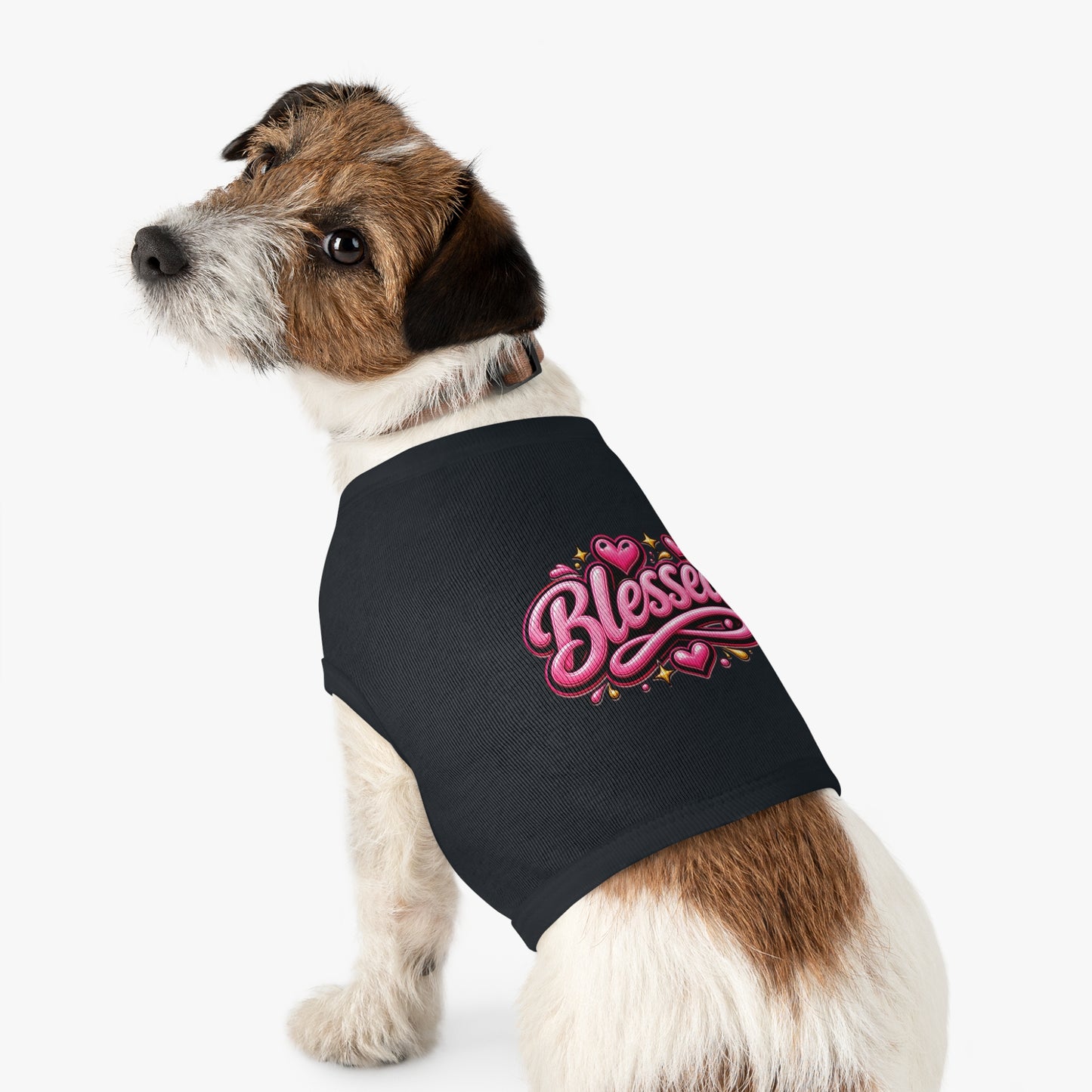 Blessed Pet Tank Top — Pink Heart Graphic Dog Shirt