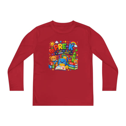 PRE-K Kids Long Sleeve Tee — Back-to-School Preschool Shirt ("Ready to Learn, Grow & Shine")