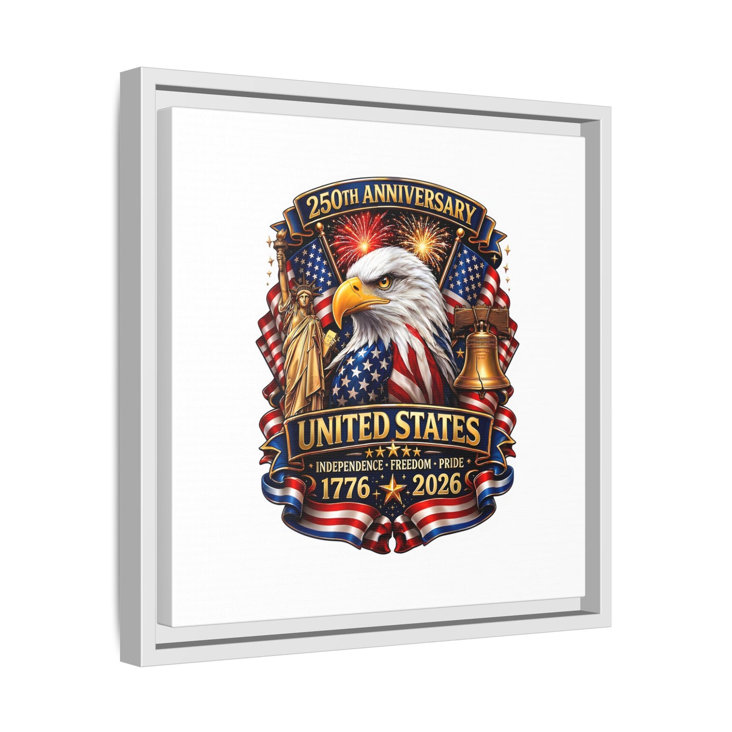250th Anniversary United States Framed Canvas - Patriotic Eagle 1776–2026