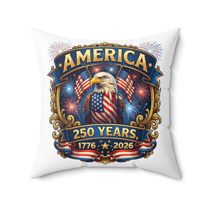 America 250th Anniversary Decorative Pillow — Eagle & Fireworks 1776–2026